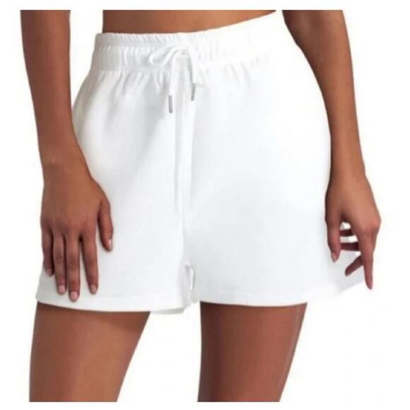 H by Halston Women's Drawstring Shorts Cotton Blend in White - Picture 1 of 6